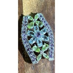 925 Sterling Silver Amethyst, Blue Spinel & Peridot Pendant Ross Simons